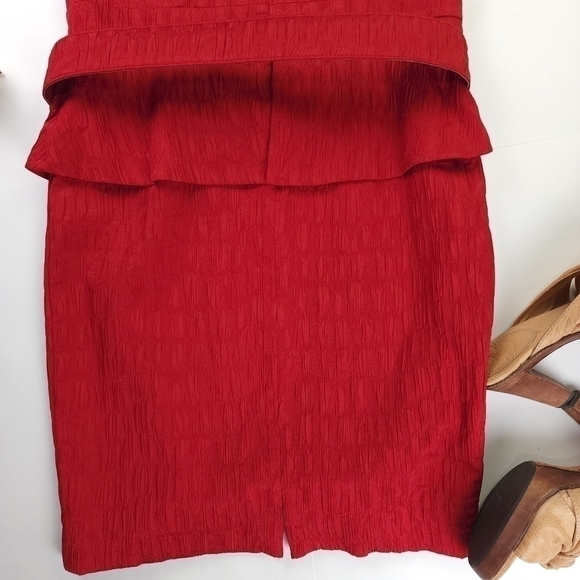 Kay Unger Red Belted Dress Sz 10 - Picture 4 of 12